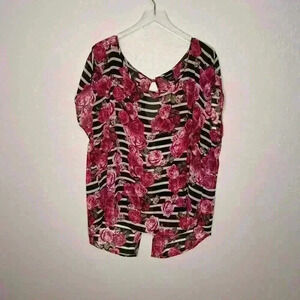 Torrid Floral Open Back Dolman Sheer Top 2 2X 18/20